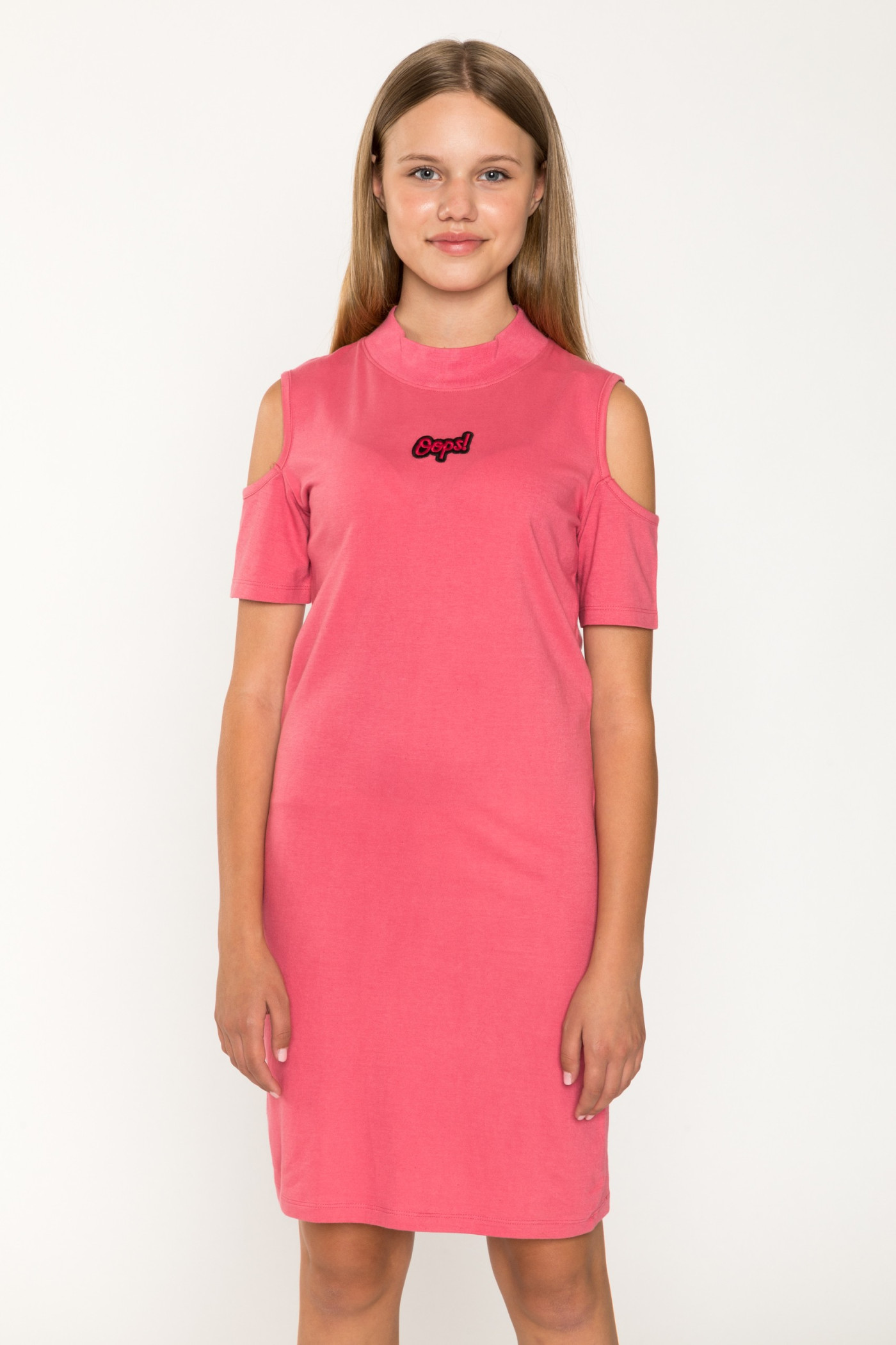 Sukienka dla dziewczyny różowa - COLD SHOULDER OOPS | Sklep Internetowy Reporter 