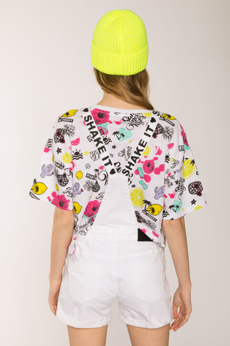 Białe szorty ogrodniczki dla dziewczyny