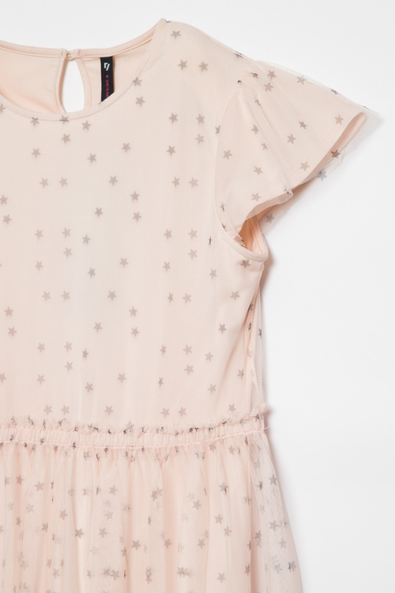 Pudrowo-różowa sukienka z tiulem w gwiazdki