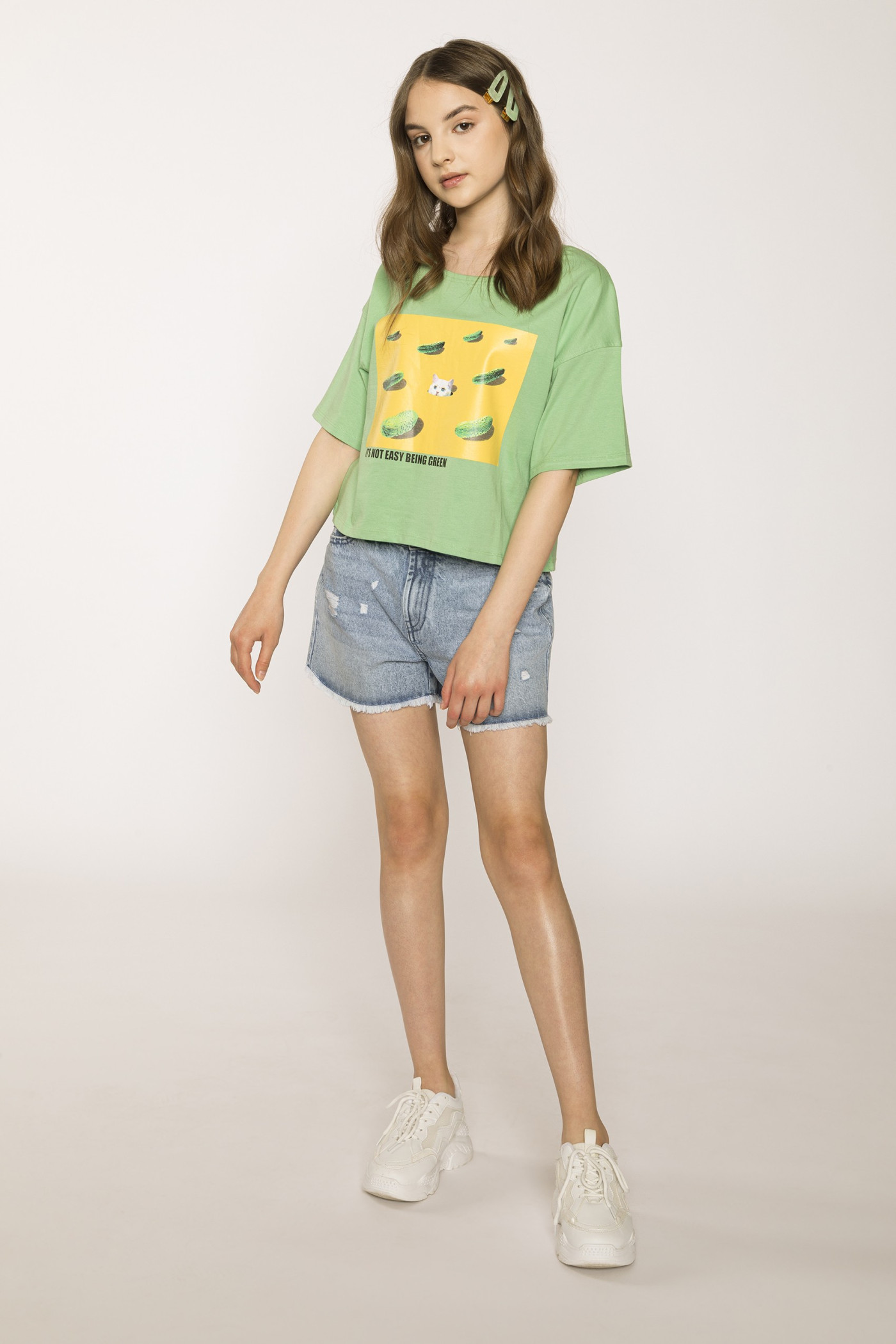 Zielony t-shirt dla dziewczyny IT'S NOT EASY BEING GREEN