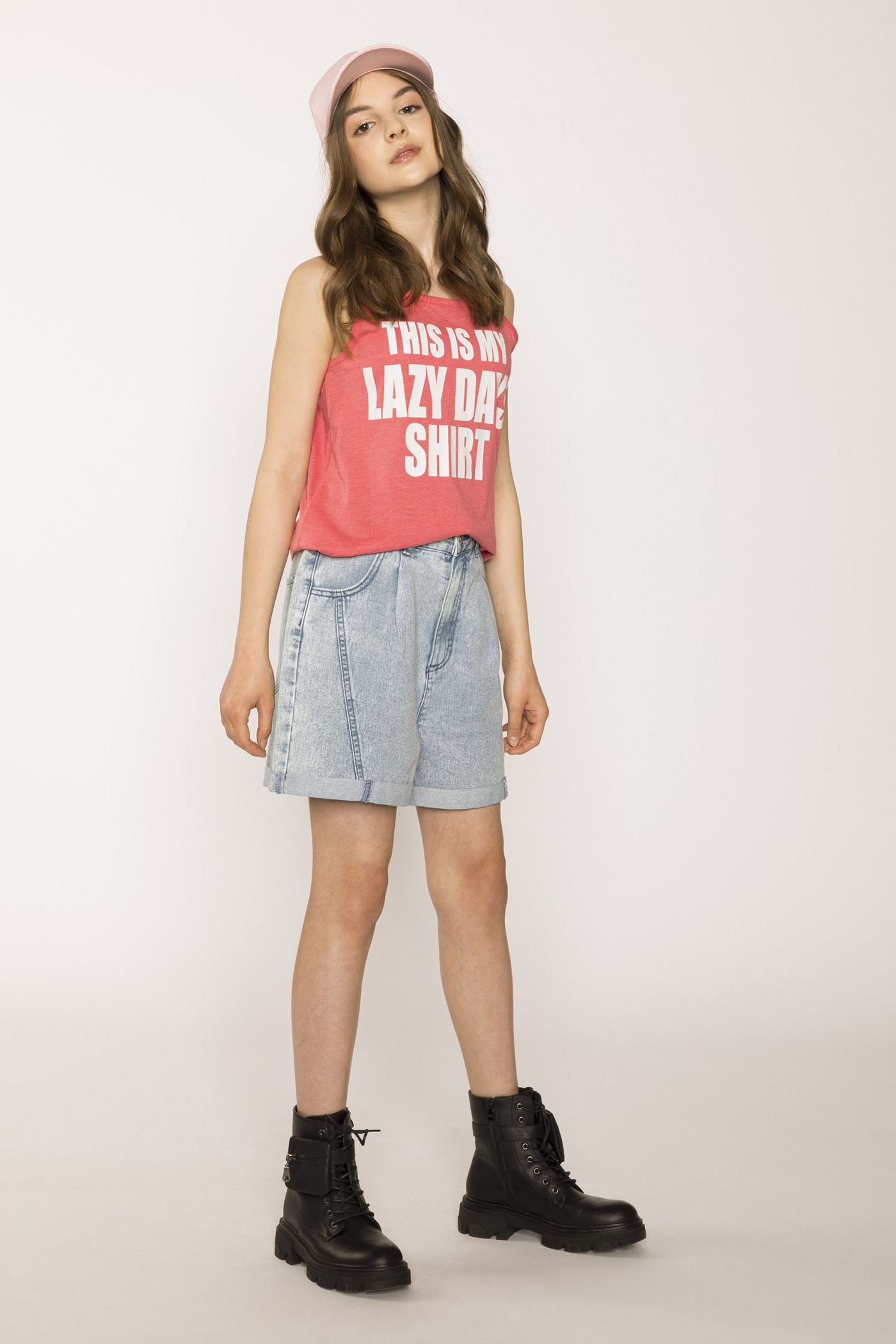 Jeansowe szorty dziewczęce z przeszyciami | Reporter 