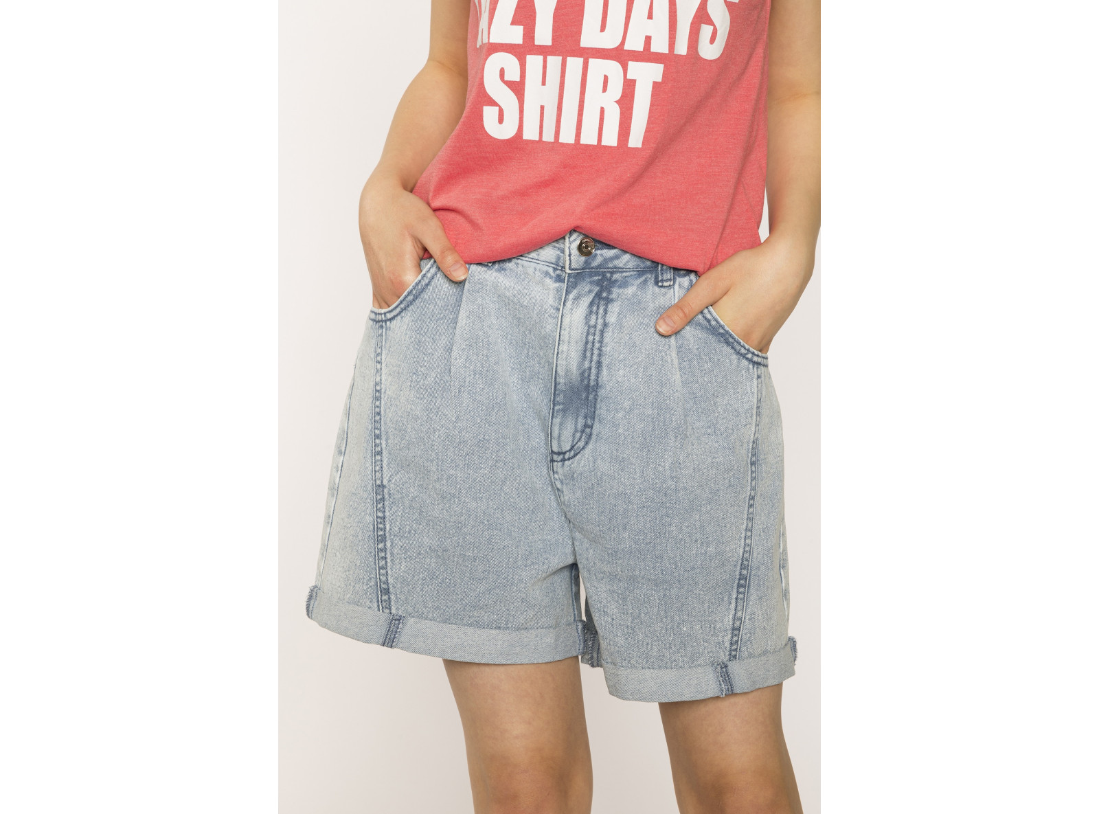 Jeansowe szorty dziewczęce z przeszyciami | Reporter 