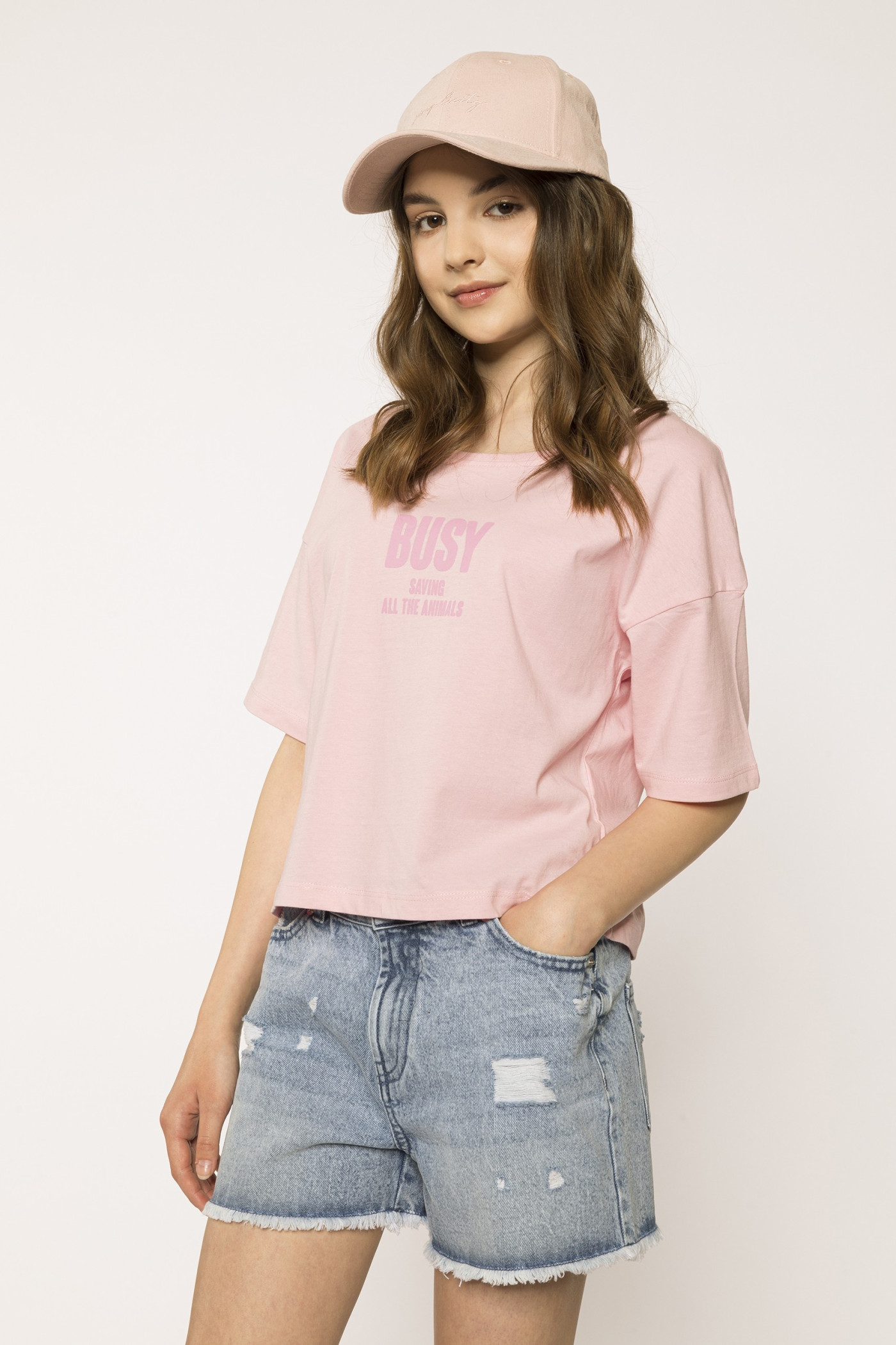 Różowy  t-shirt dla dziewczyny BUSY