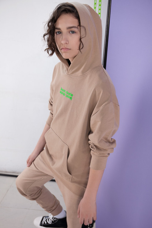 Beżowa bluza z kapturem dla chłopaka BEST DUDE