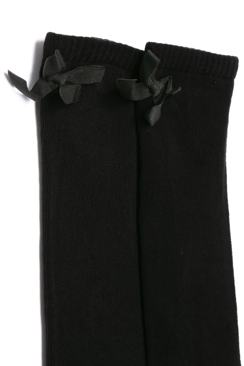 Czarne podkolanówki dla dziewczyny z kokardką