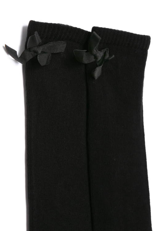 Czarne podkolanówki dla dziewczyny z kokardką