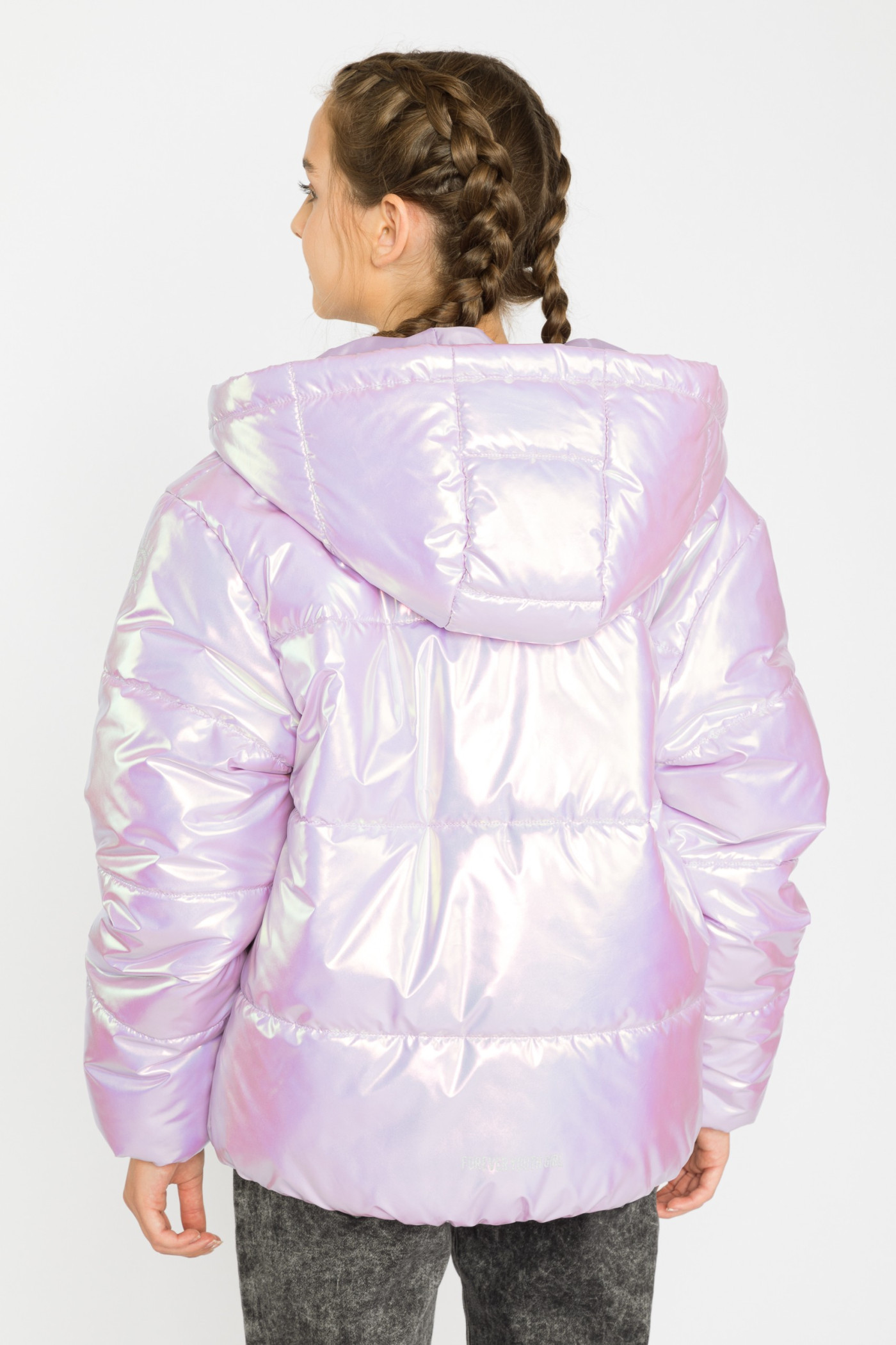 Połyskująca kurtka puffer dla dziewczyny holo