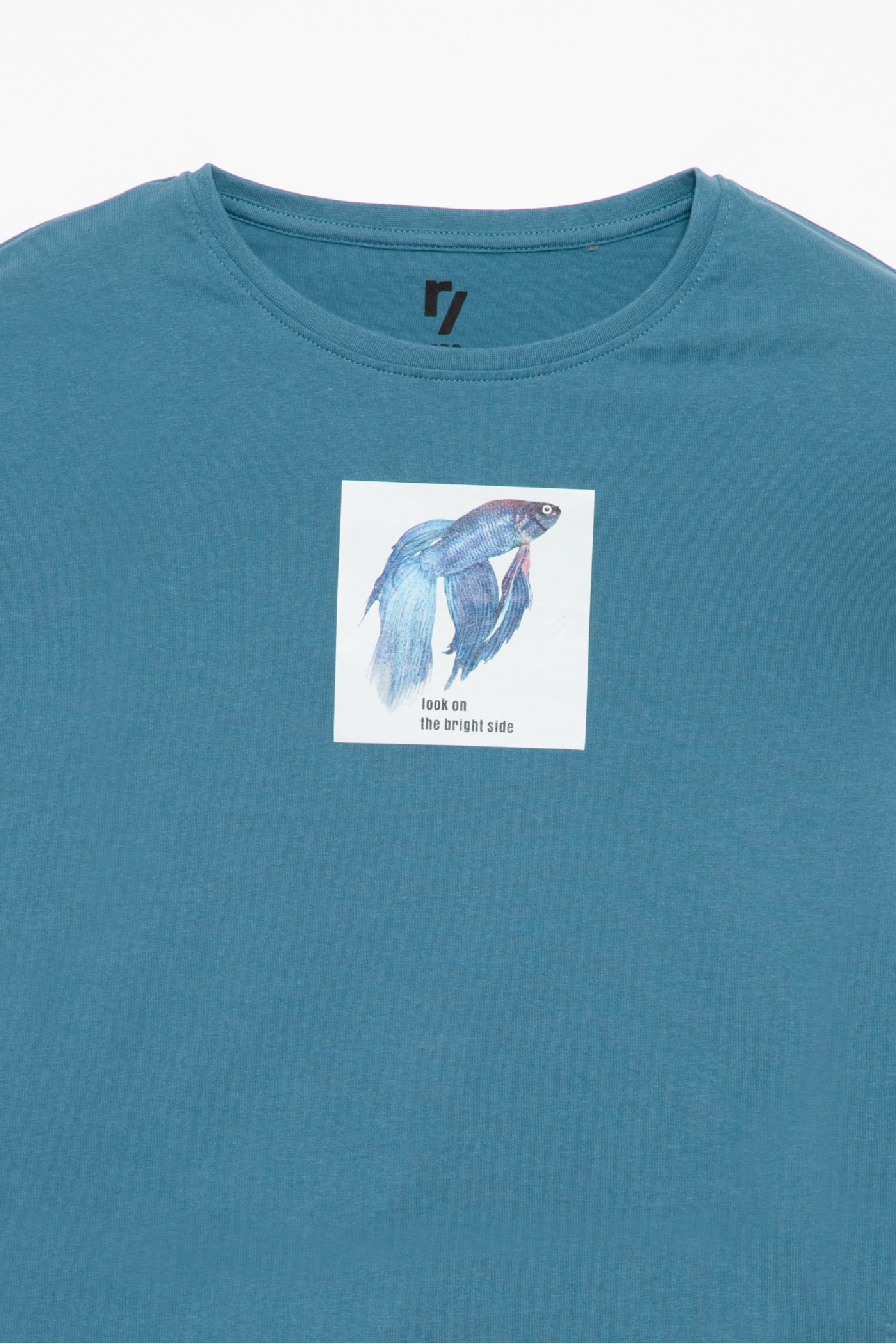 Niebieski t-shirt dla dziewczyny LOOK ON THE BRIGHT SIDE