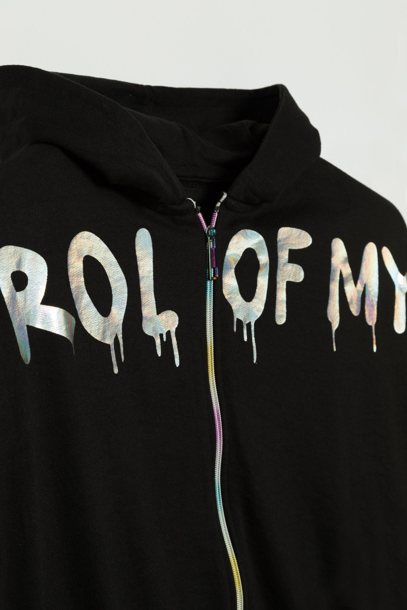 Czarna bluza dla dziewczyny z połyskującymi napisami MY REALITY