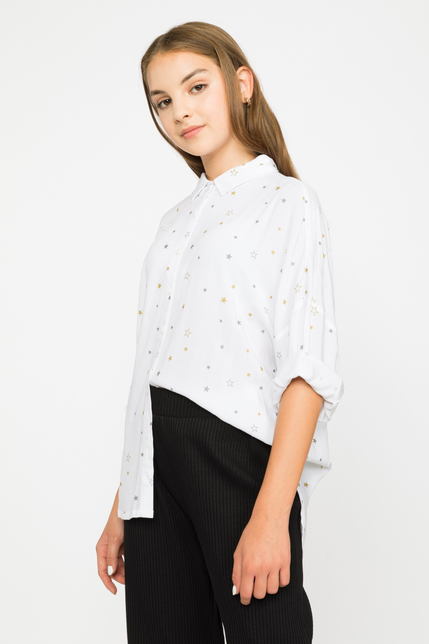 Biała koszula w gwiazdki dla dziewczyny