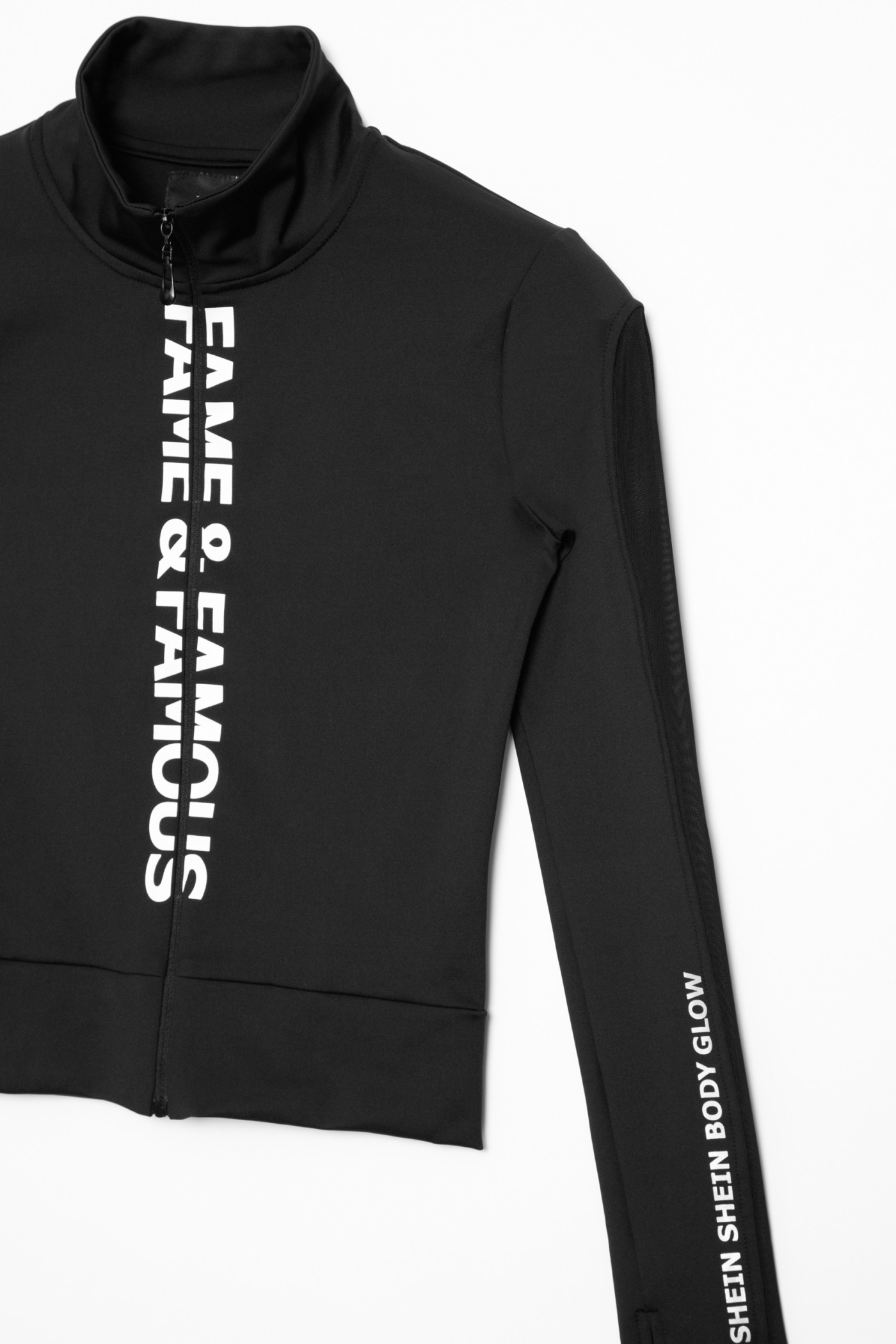 Czarna sportowa bluza z przezroczystym rękawem dla dziewczyny