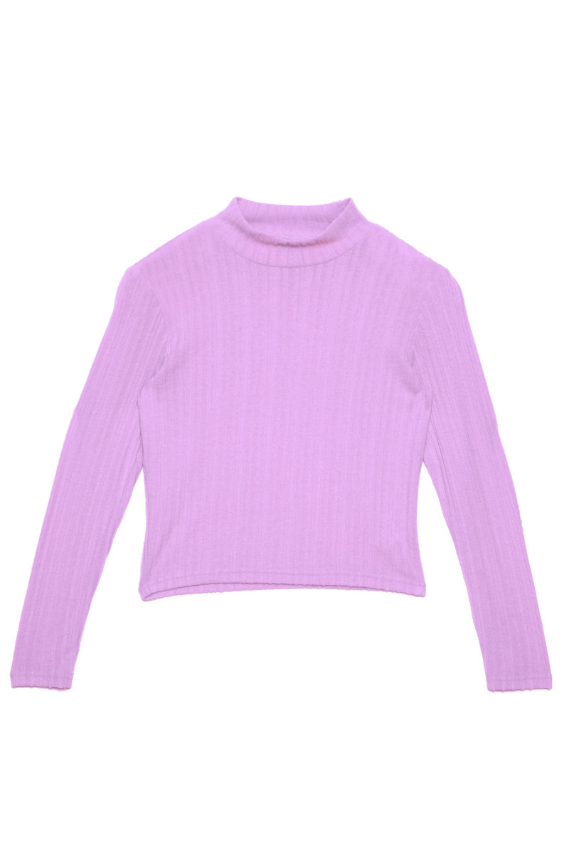 Lila sweter dla dziewczyny z długim rękawem i półgolfem