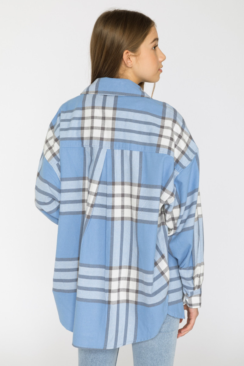 Niebieska koszula w kratę dla dziewczyny