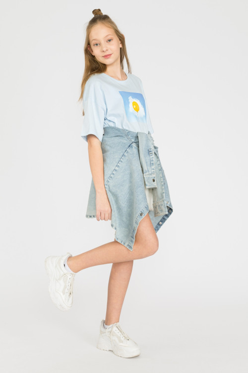 Błękitny t-shirt dla dziewczyny  FOOD IS MY MOOD