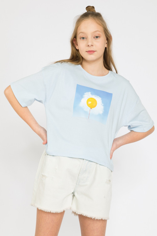 Błękitny t-shirt dla dziewczyny  FOOD IS MY MOOD