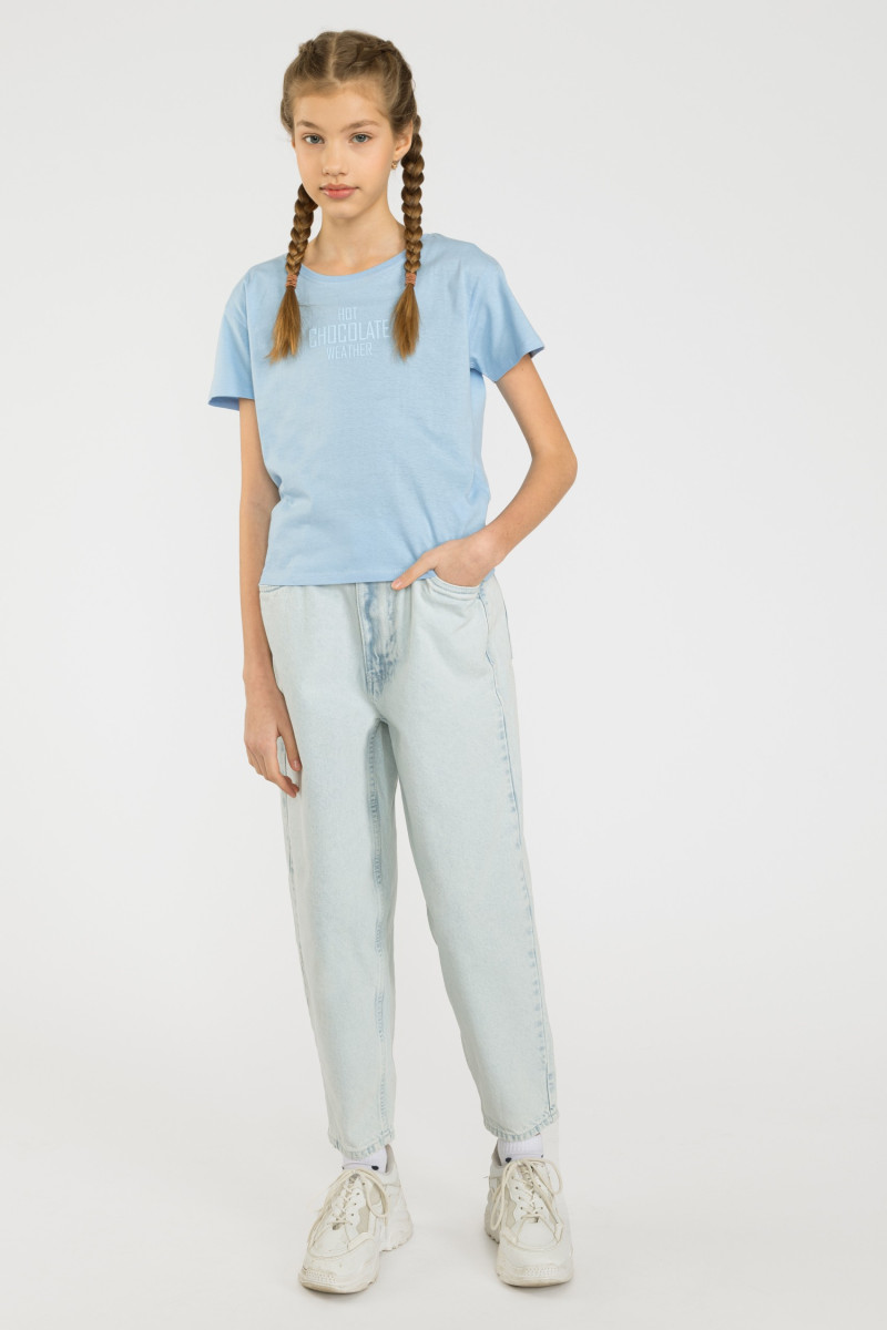 Niebieski t-shirt dla dziewczyny HOT CHOCOLATE WEATHER