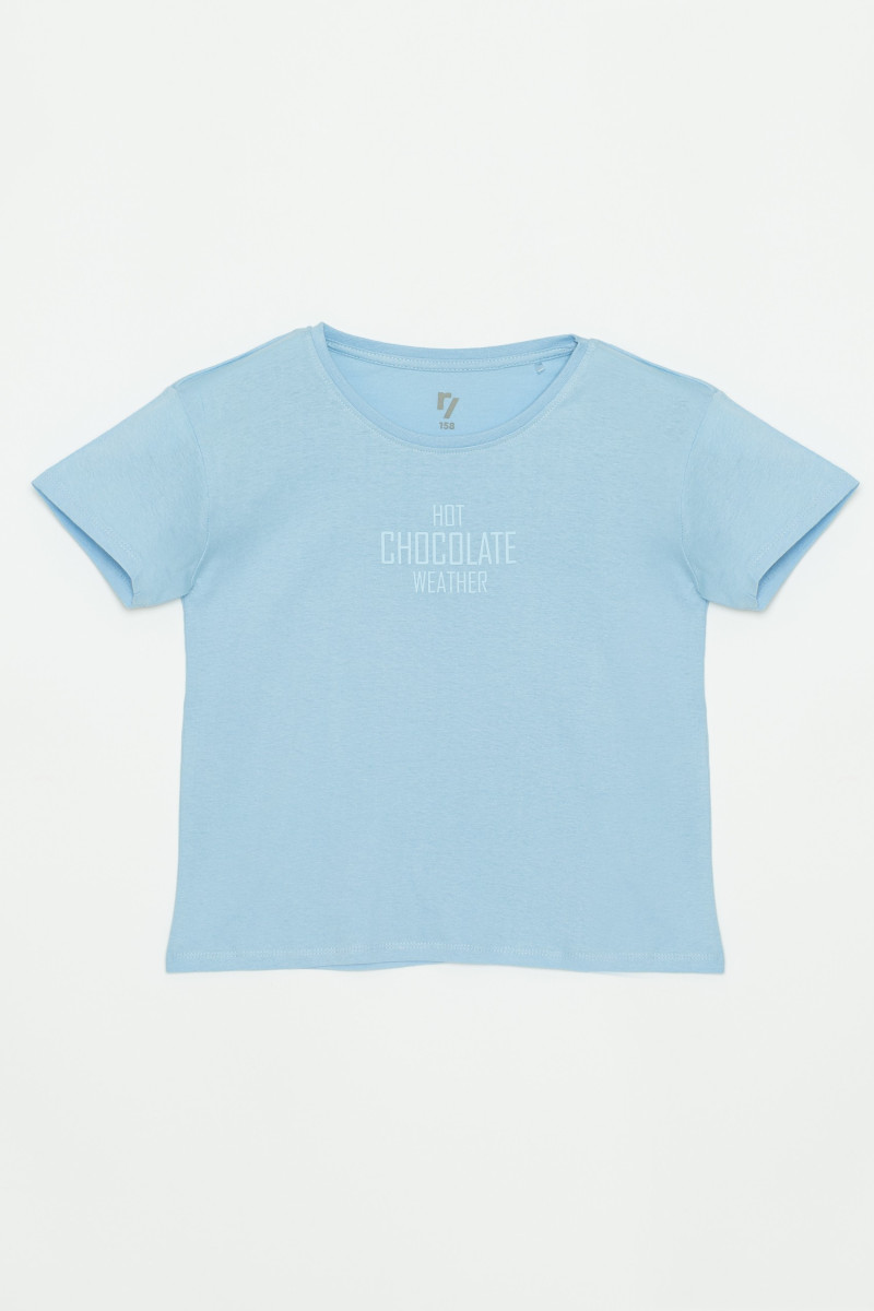 Niebieski t-shirt dla dziewczyny HOT CHOCOLATE WEATHER
