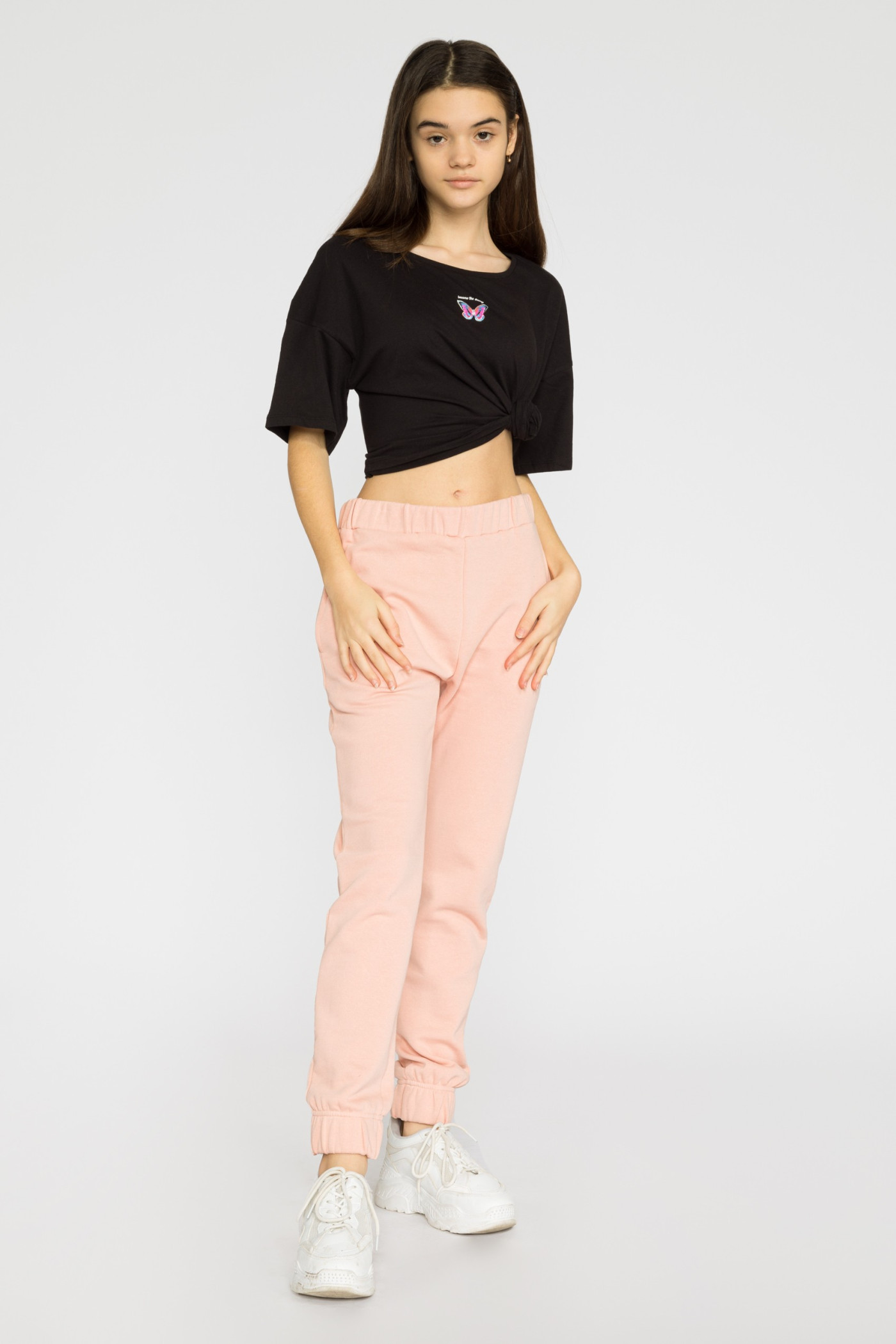 Czarny t-shirt dla dziewczyny BUTTERFLY