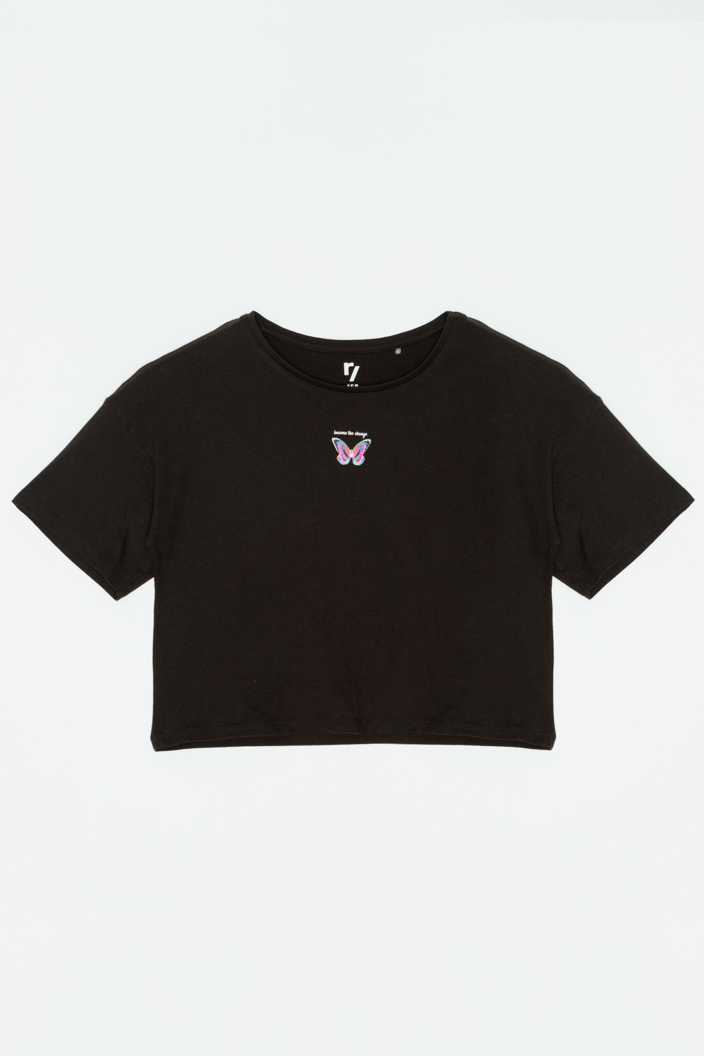 Czarny t-shirt dla dziewczyny BUTTERFLY