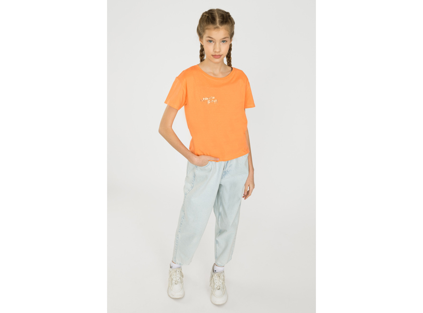 Pomarańczowy t-shirt dla dziewczyny Antisocial Butterfly