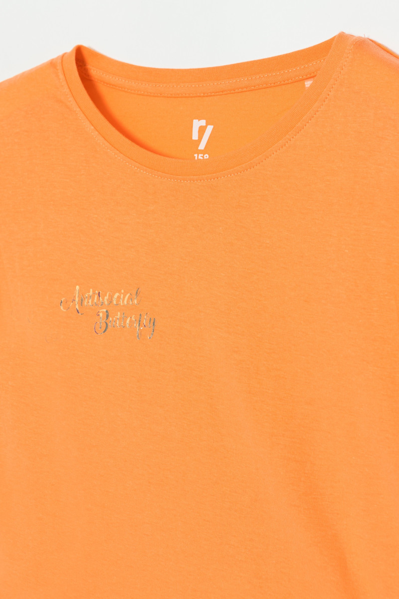 Pomarańczowy t-shirt dla dziewczyny Antisocial Butterfly