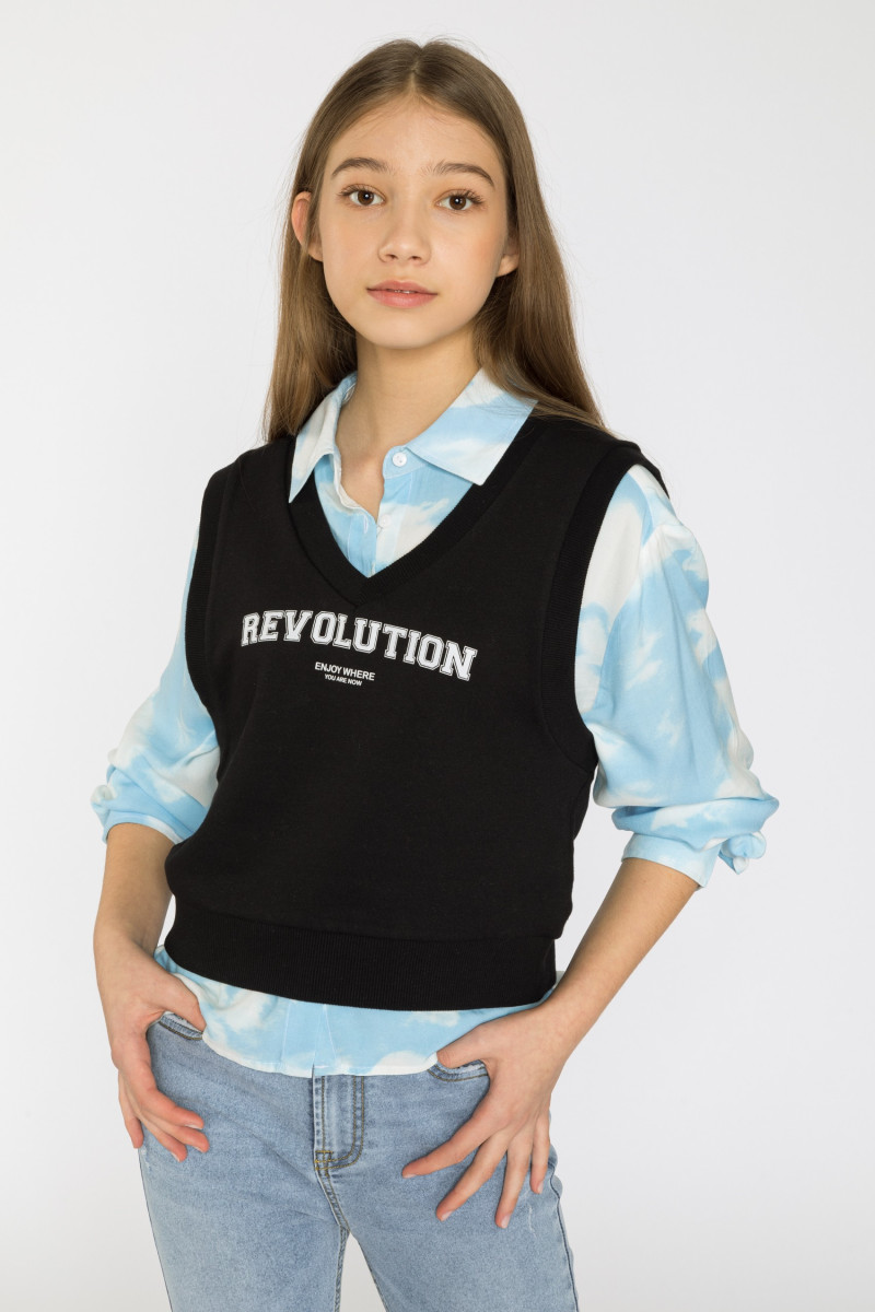 Czarny bezrękawnik dla dziewczyny REVOLUTION