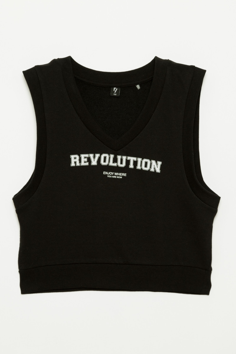 Czarny bezrękawnik dla dziewczyny REVOLUTION