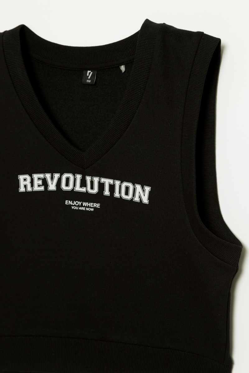 Czarny bezrękawnik dla dziewczyny REVOLUTION