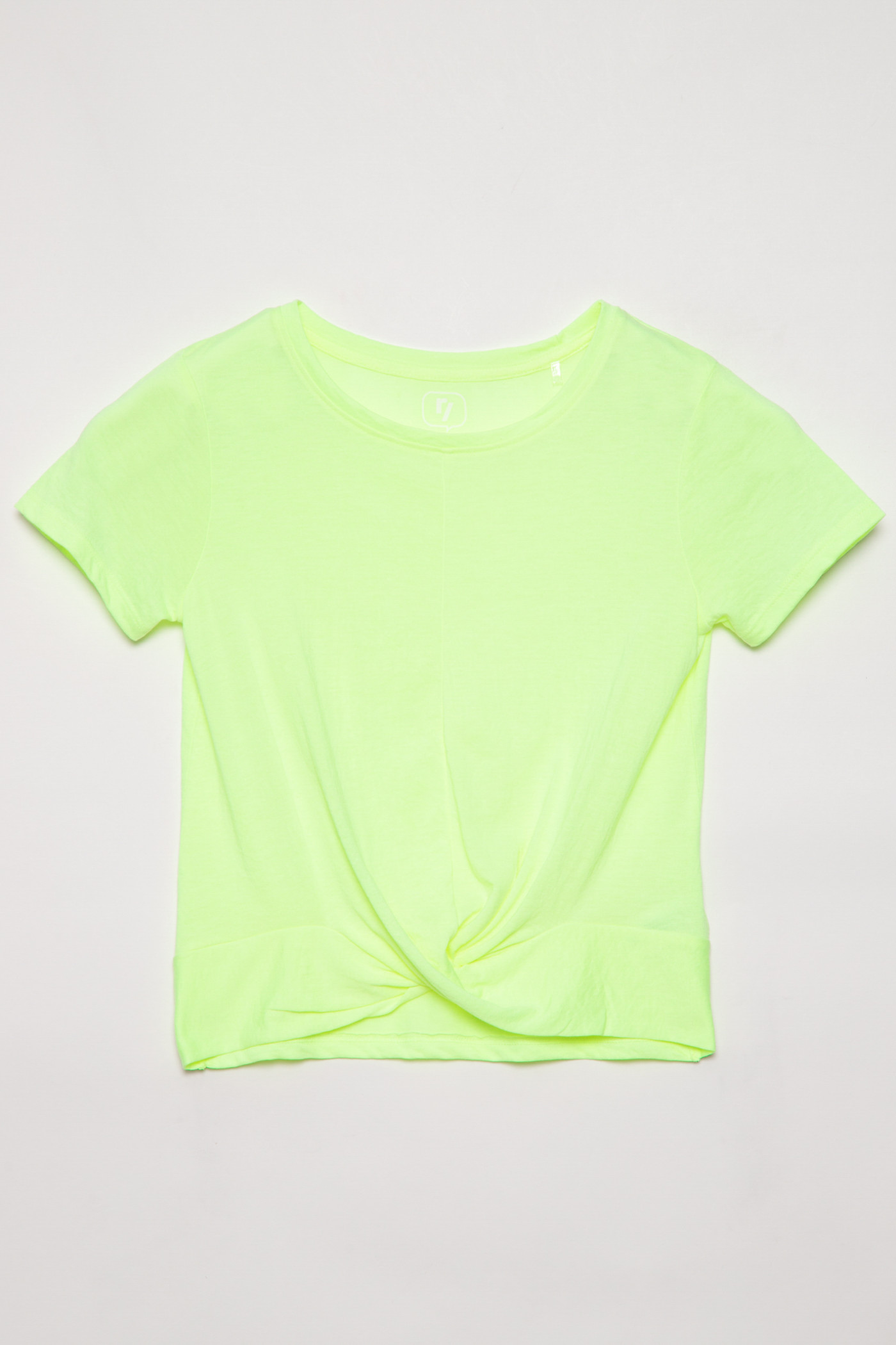 Neonowy t-shirt dziewczęcy z marszczeniem | Reporter