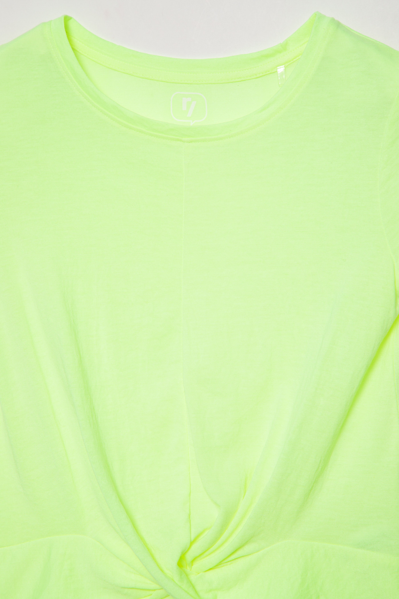 Neonowy t-shirt dziewczęcy z marszczeniem | Reporter