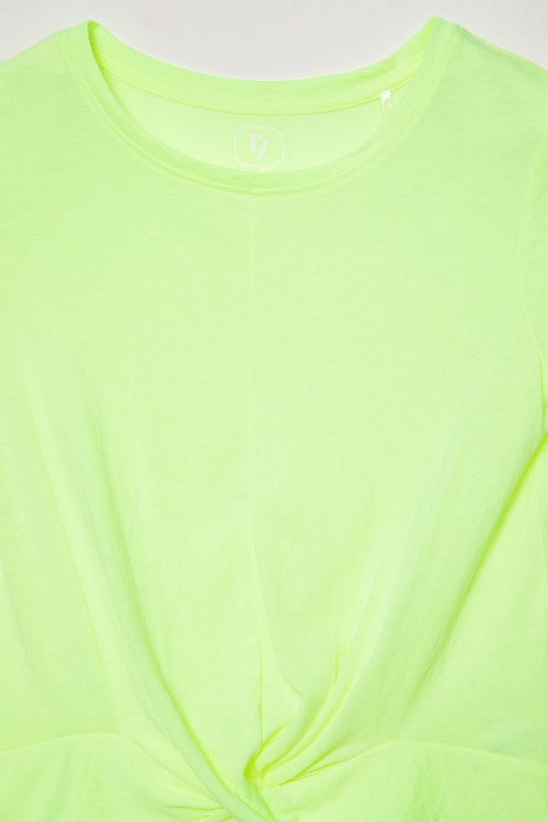 Neonowy t-shirt dziewczęcy z marszczeniem | Reporter