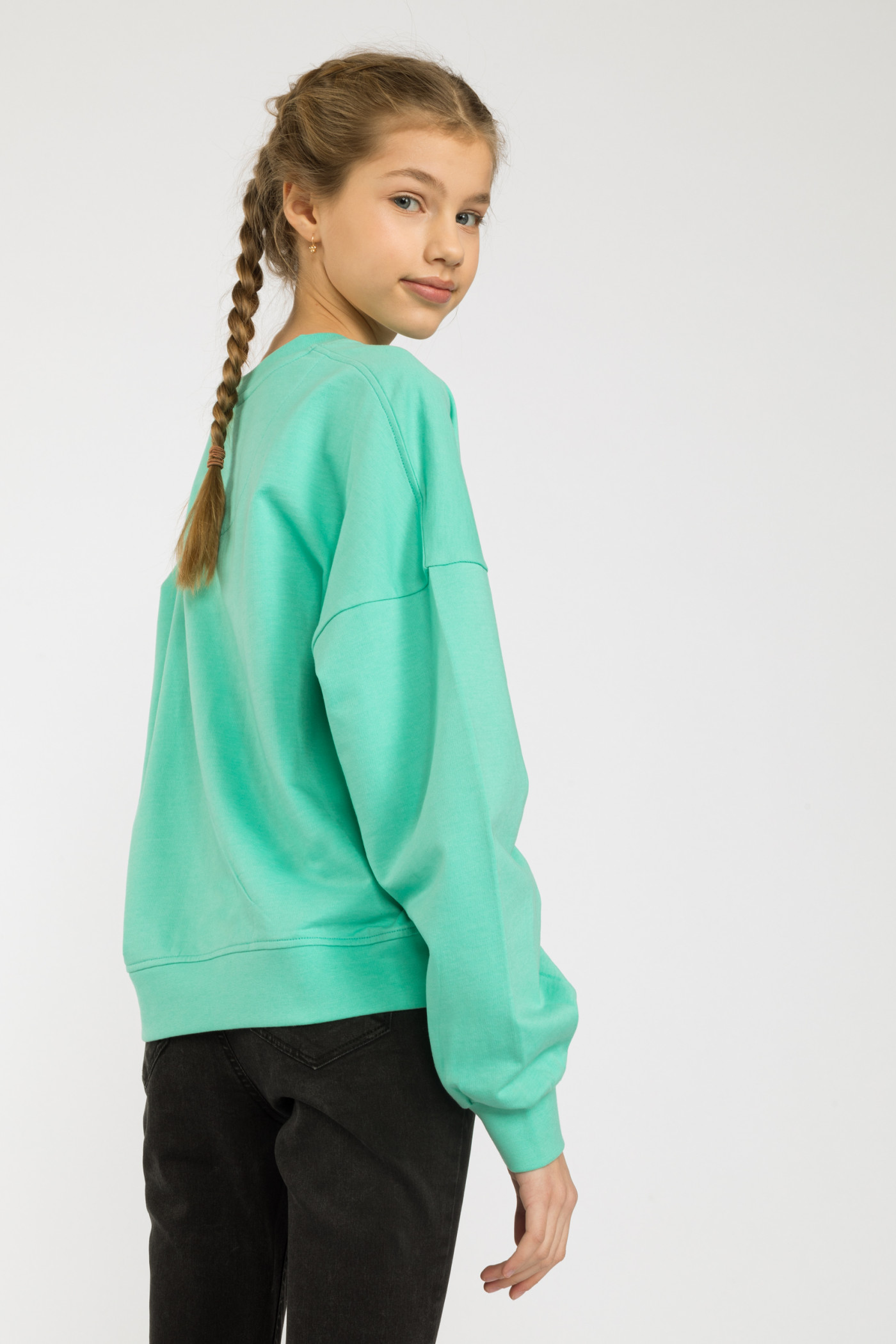 Miętowa bluza z nadrukiem SELF CARE dla dziewczyny