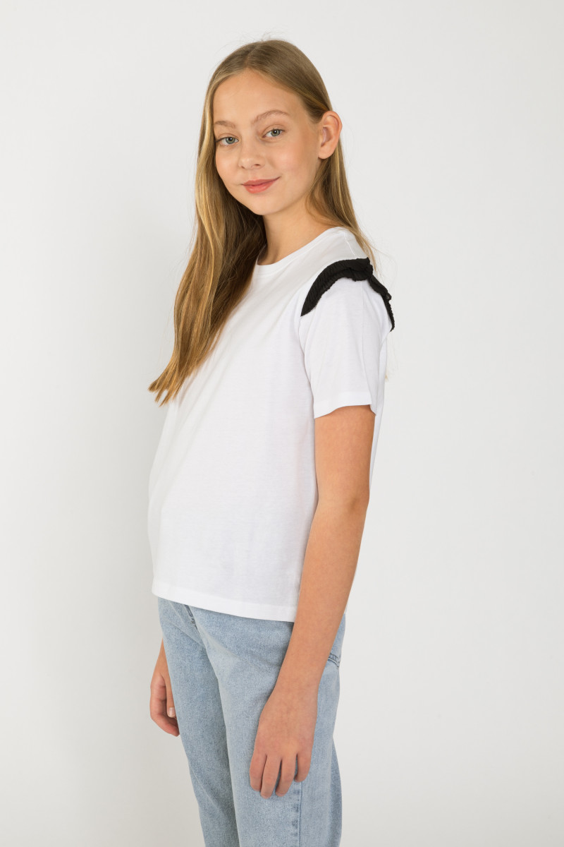 Biała bluzka z falbankami dla dziewczyny, biały