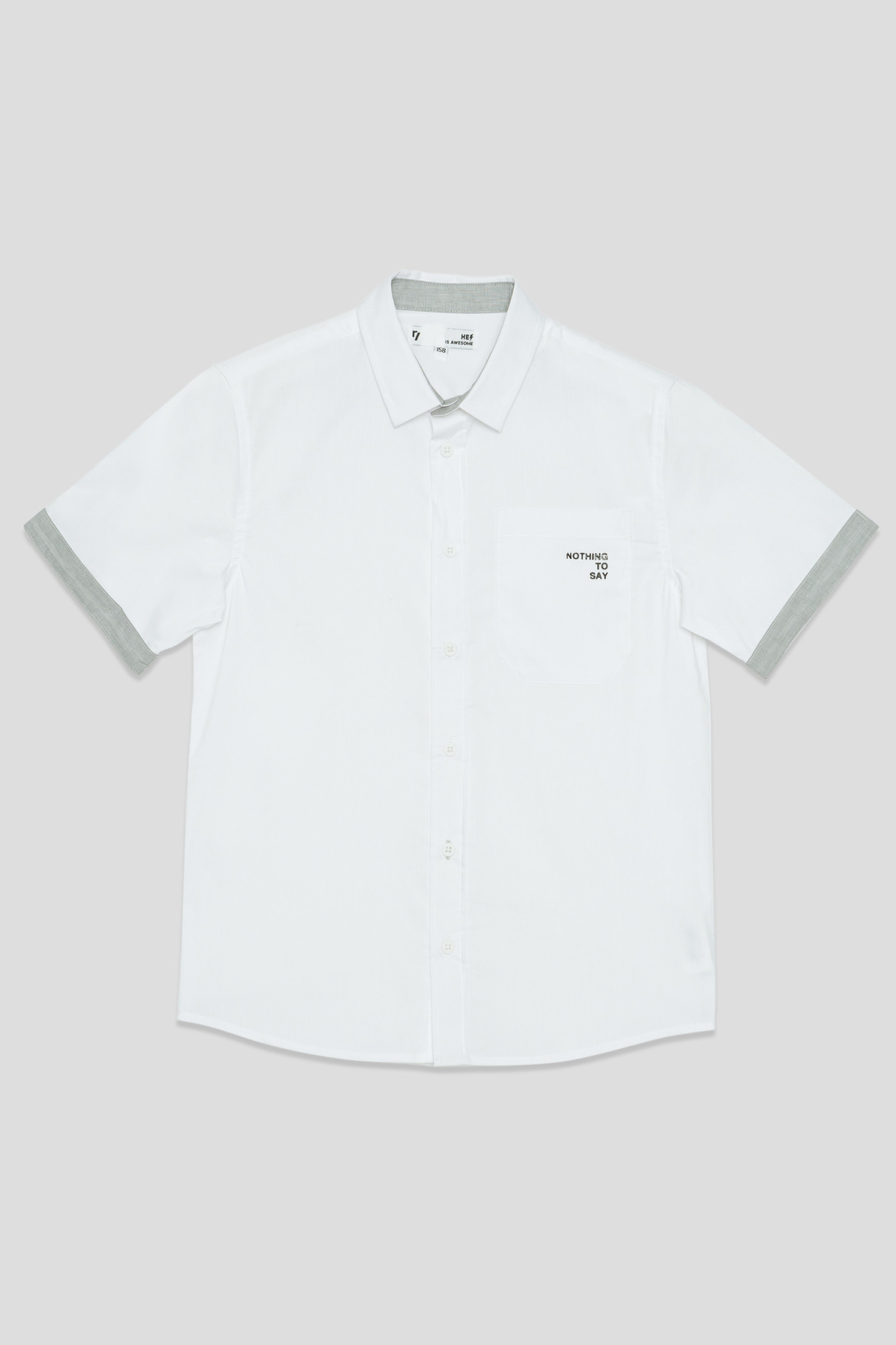 Biała koszula z krótkim rękawem i ozdobnymi mankietami dla chłopaka