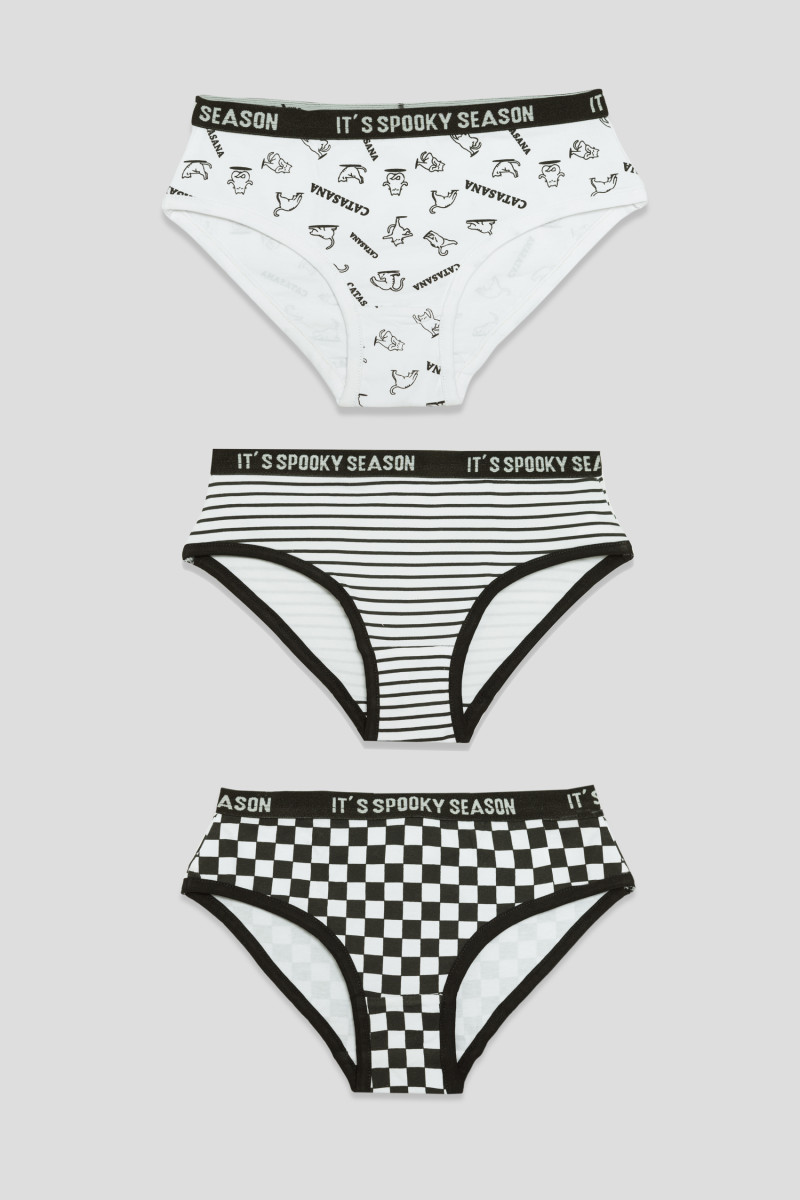 Bawełniane majtki dla dziewczyny IT'S SPOOKY SEASON 3-pak, czarny