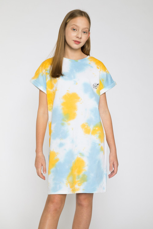 Żółta sukienka tie dye DON’T GUESS THE GIRL’S MIND