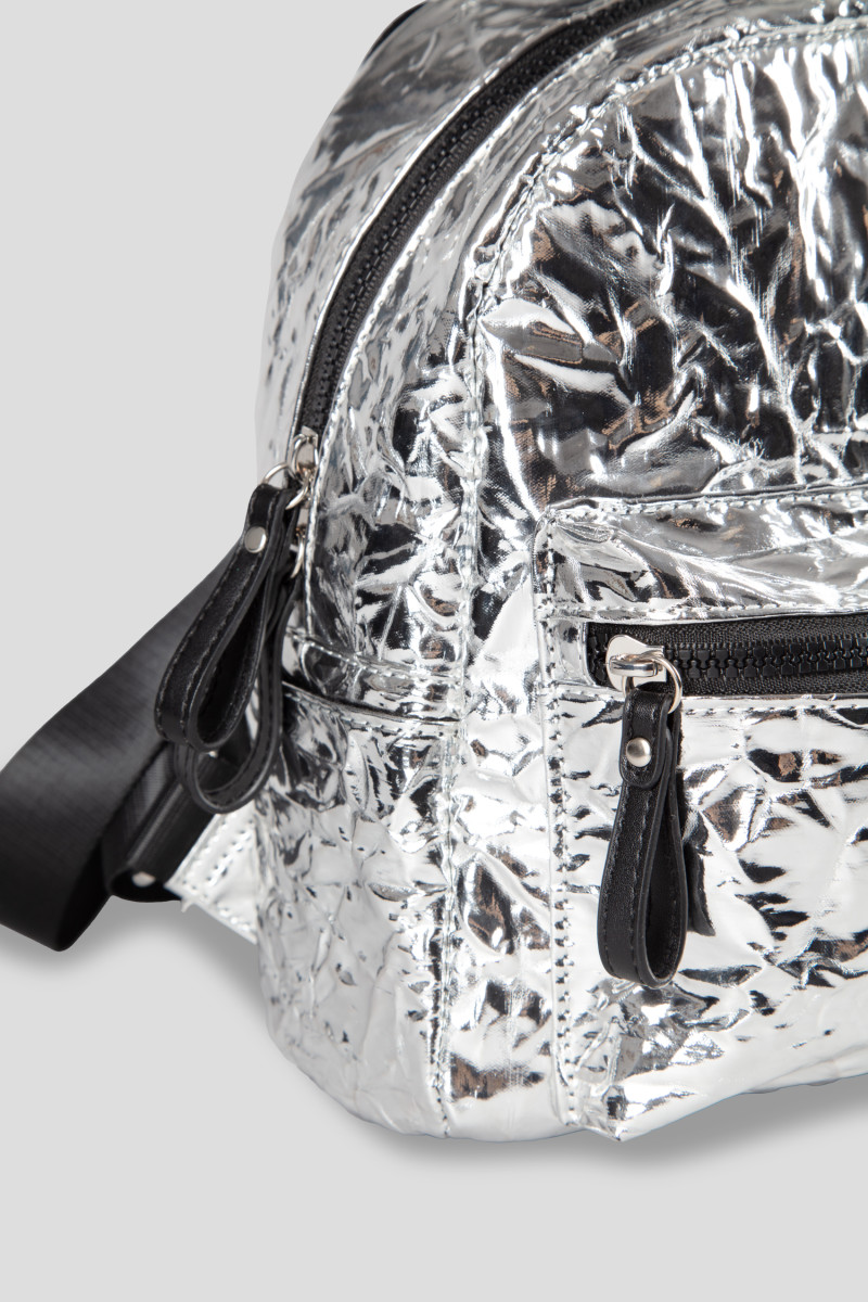 Błyszczący plecak z efektem holo, srebrny
