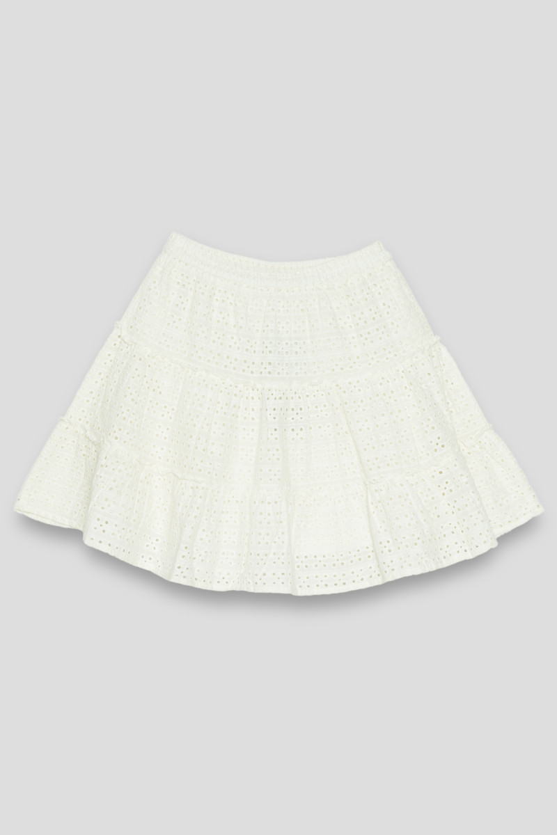 Kremowa ażurowa spódniczka, kremowy