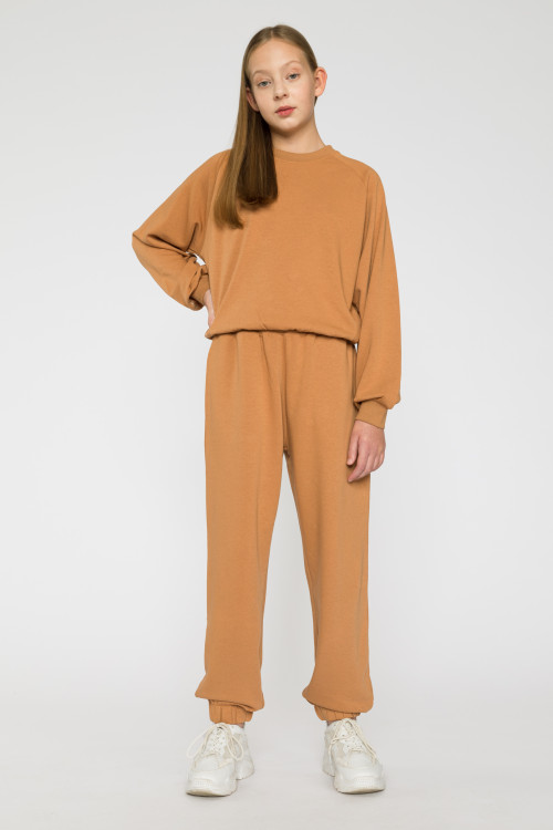 Brązowe spodnie dresowe ze ściągaczami