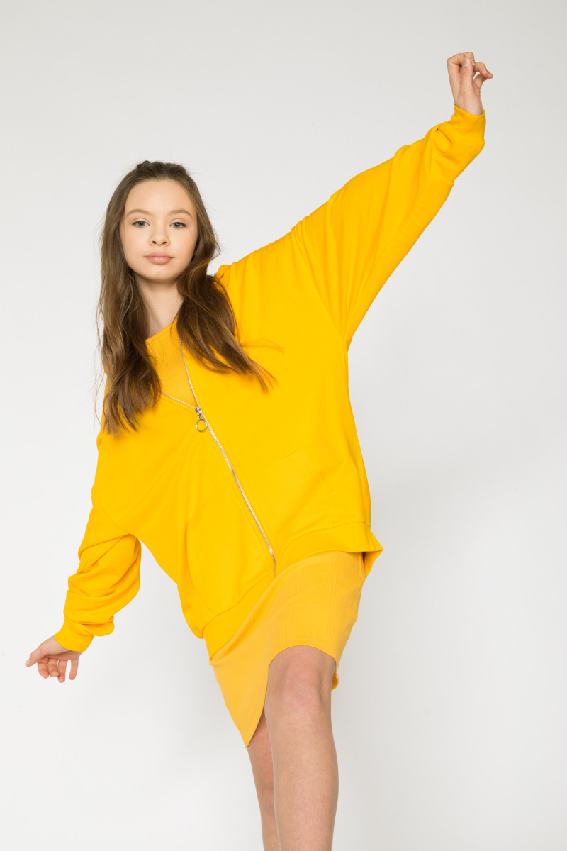Żółta rozpinana bluza z kapturem