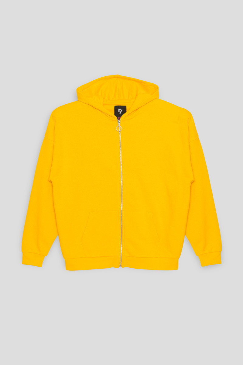 Żółta rozpinana bluza z kapturem