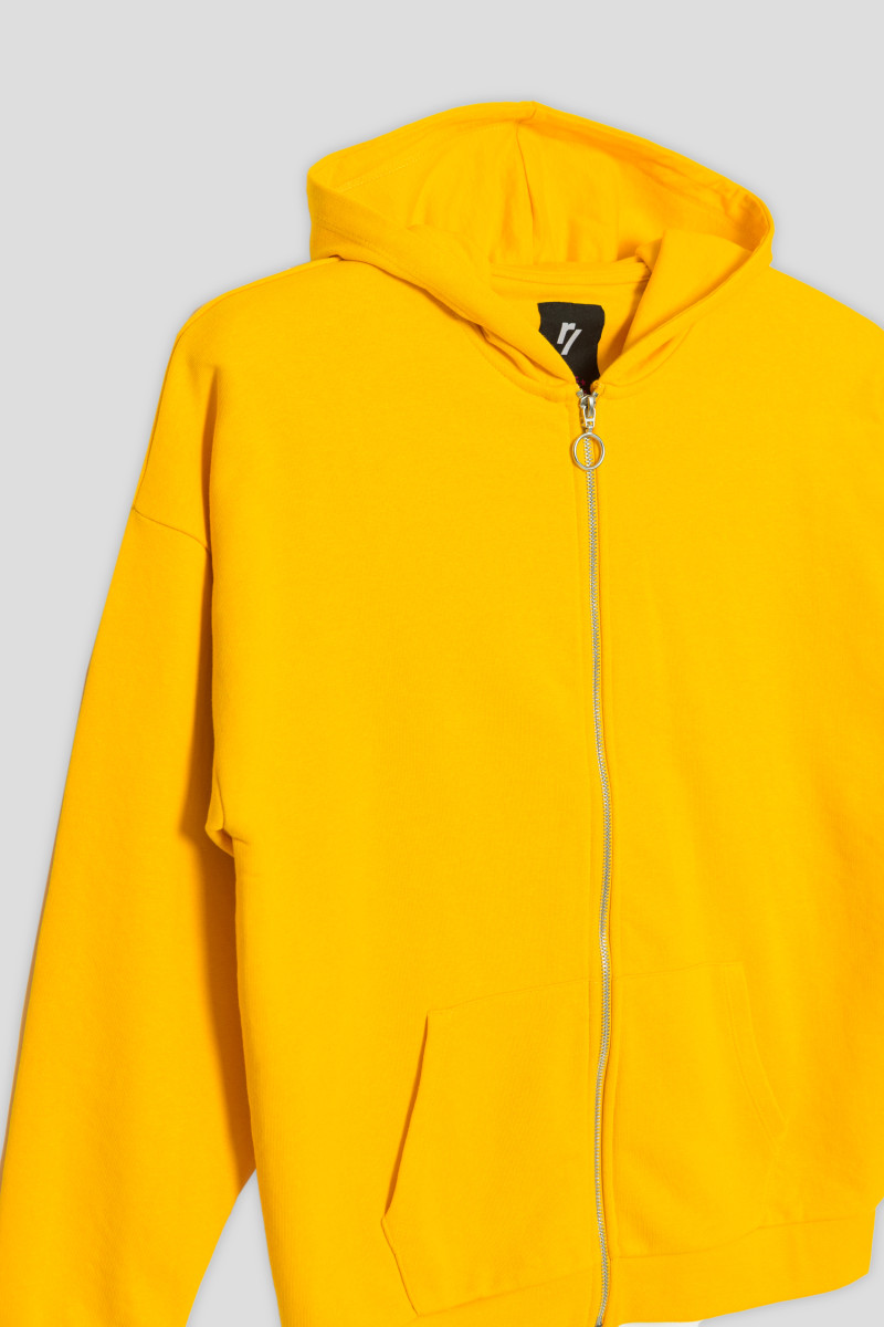 Żółta rozpinana bluza z kapturem