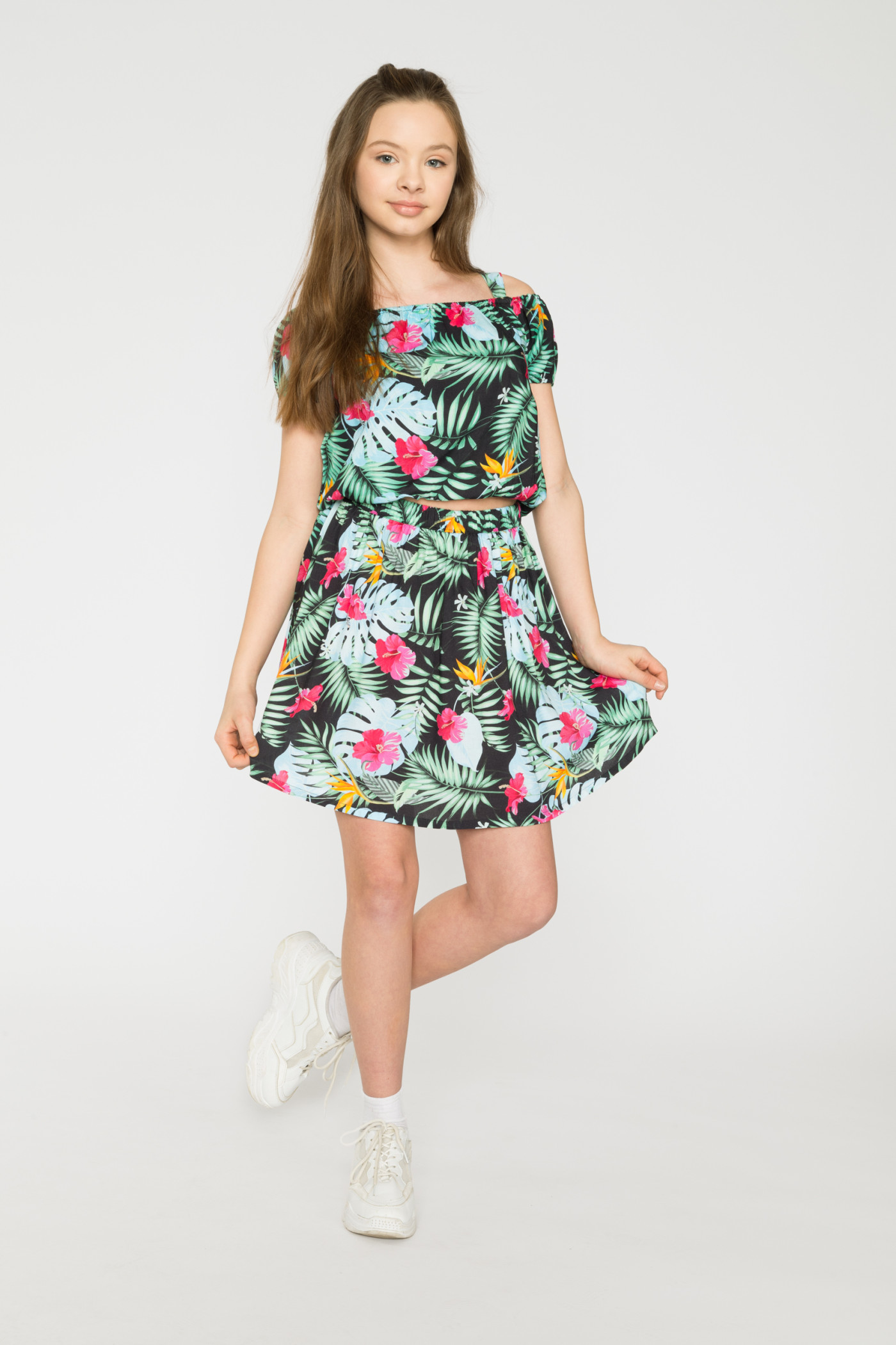 Wzorzysty komplet na ramiączkach TROPICAL