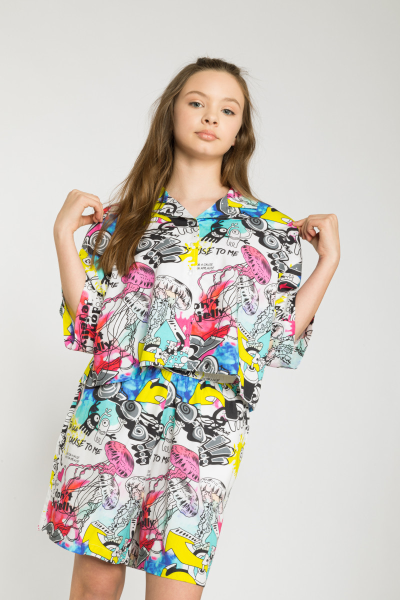 Wzorzysta koszula z krótkim rękawem GRAFFITI, multikolor