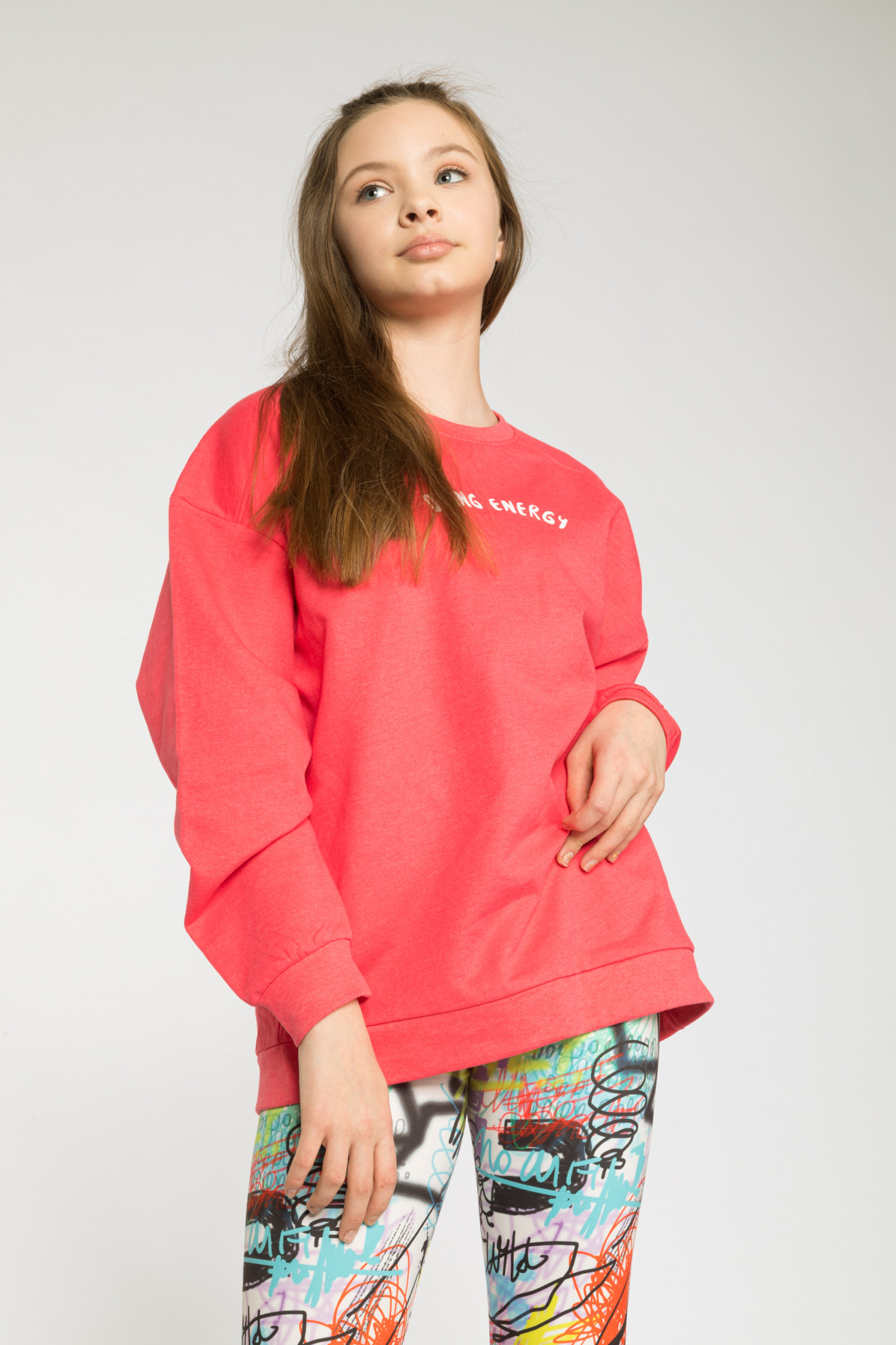 Czerwona bluza dresowa z nadrukiem DIVING ENERGY