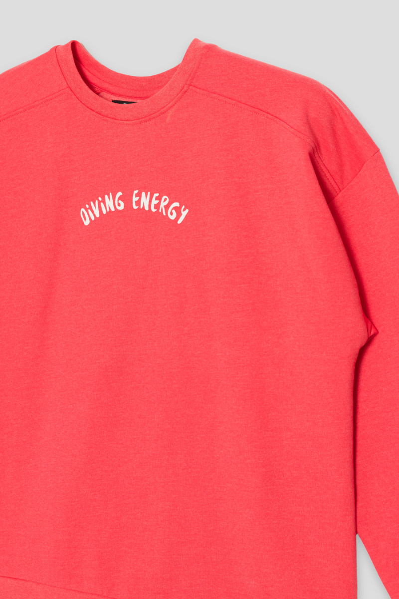 Czerwona bluza dresowa z nadrukiem DIVING ENERGY