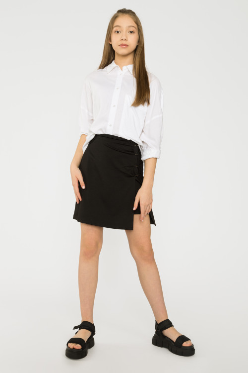 Czarna asymetryczna spódnica z klamrami