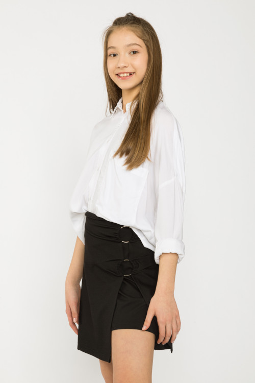 Czarna asymetryczna spódnica z klamrami