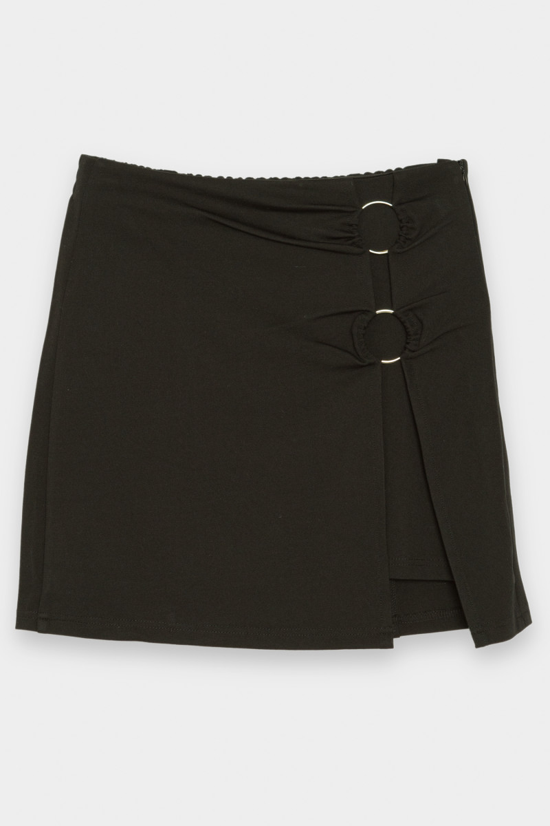 Czarna asymetryczna spódnica z klamrami