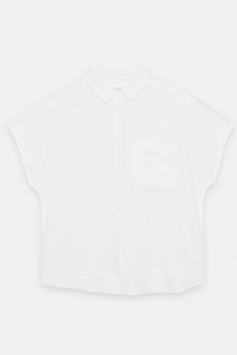 Biała pudełkowa koszula z krótkim rękawem